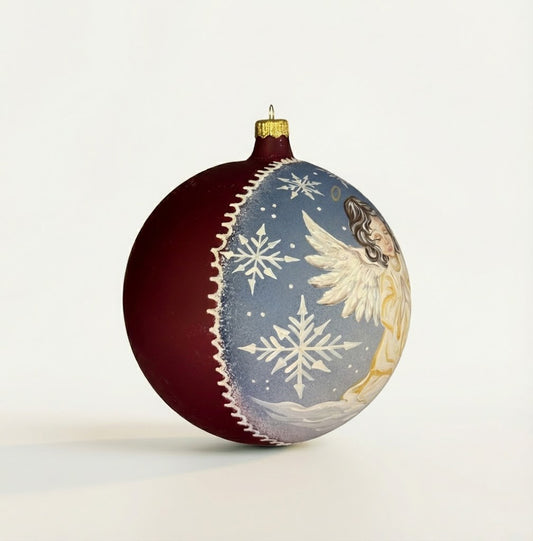 Sfera in vetro soffiato Ø 150 mm dipinta a mano con angelo