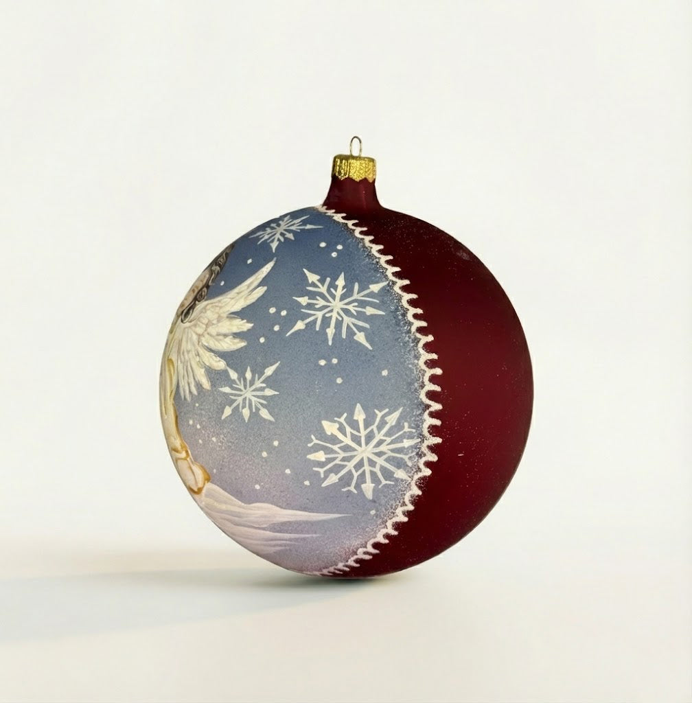 Hand-painted blown glass sphere Ø 150 mm with angel