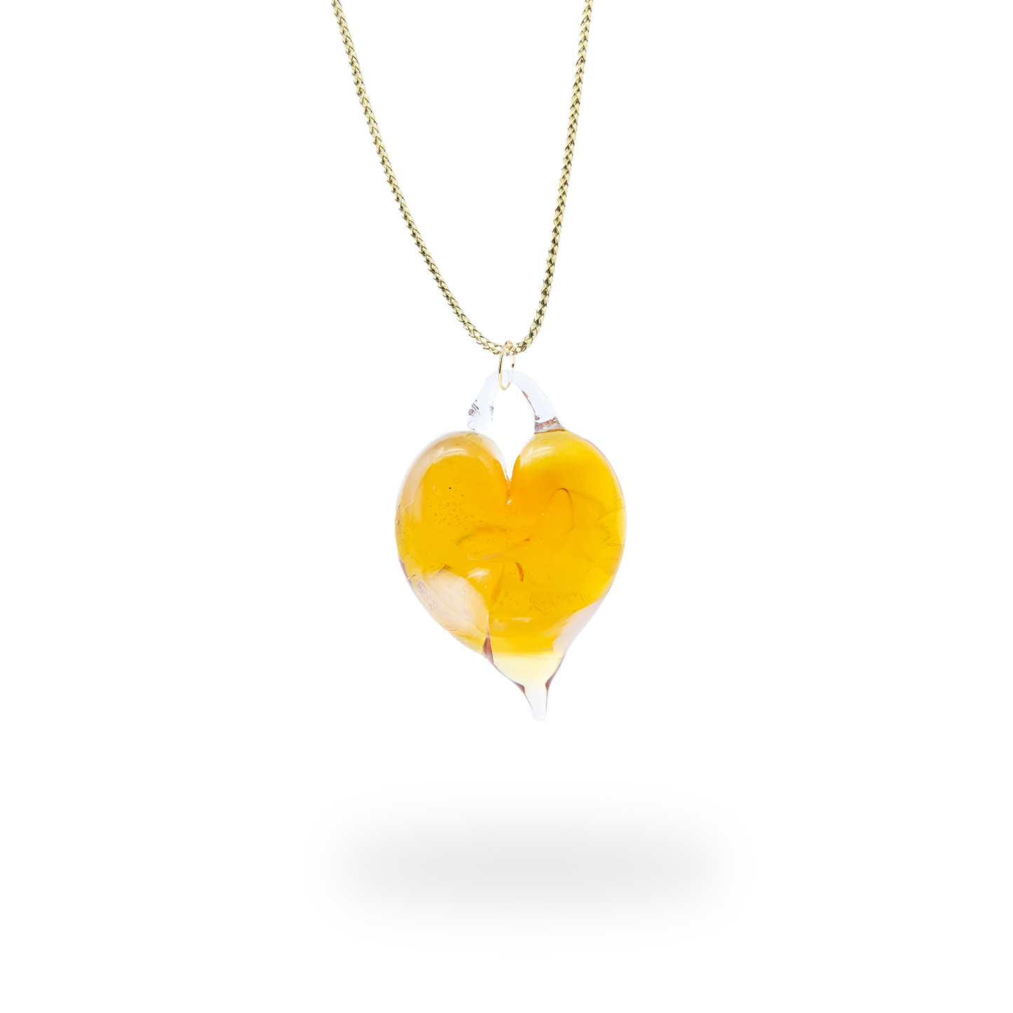 Ciondolo cuore pieno ambra