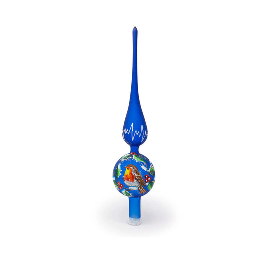 <transcy>Blue redbreast Christmas tree top</transcy>