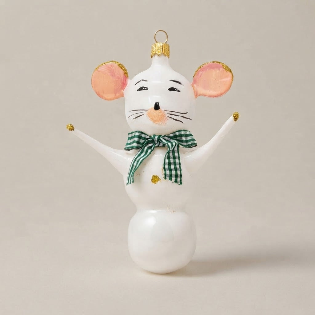 Topolino con sciarpa, decorazione di Natale dipinta a mano