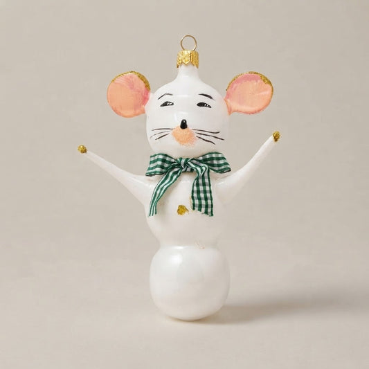 Little mouse with scarf, hand-painted Christmas ornament