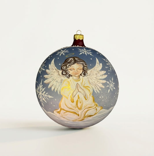 Sfera in vetro soffiato Ø 150 mm dipinta a mano con angelo