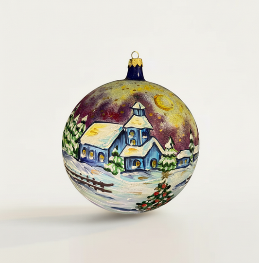 Sfera in vetro soffiato Ø 150 mm dipinta a mano “Notte Stellata”