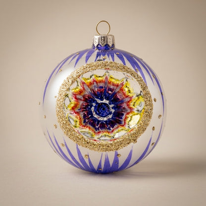 Palla di Natale Ø 10 cm dipinta a mano: Unica collection, viola, decoro libero ed esemplare unico