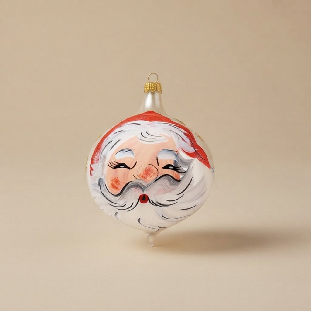 Goccia di Natale con volto di Babbo Natale dipinta a mano
