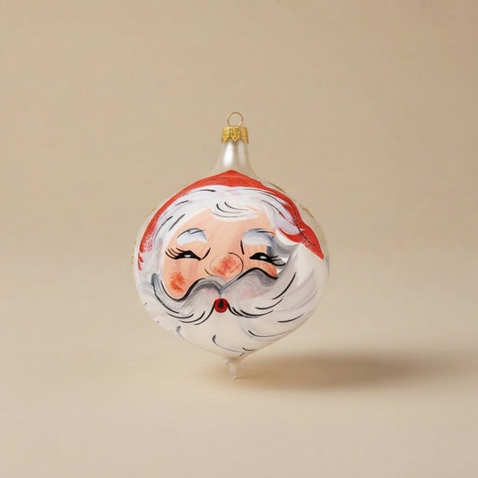 Christmas teardrop ornament with Santa Claus face, hand-painted
