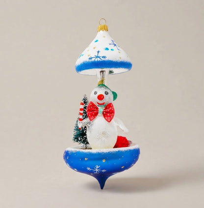 Giostra di Natale con pupazzo di neve dipinta a mano