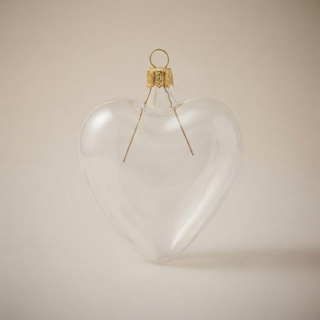 Clear glass hanging heart with gift box