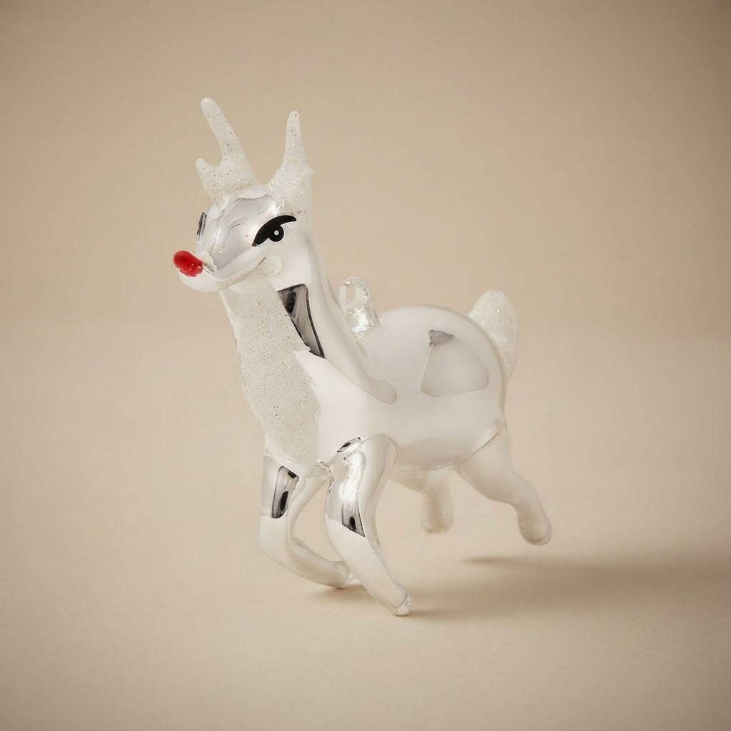 Running reindeer, hand-painted Christmas ornament