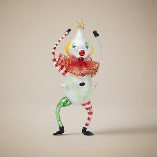 Multicolored clown, hand-painted Christmas ornament