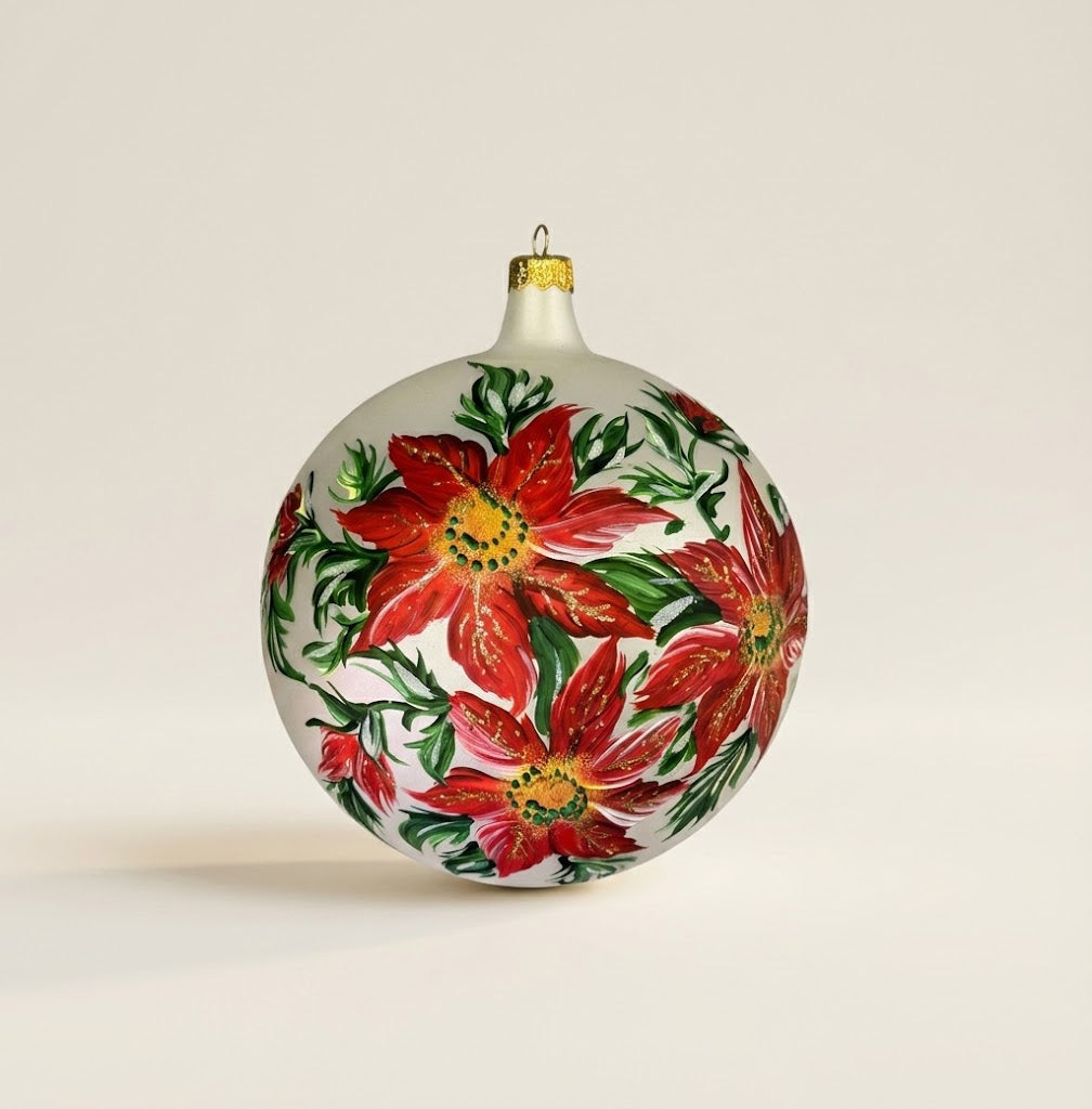 Hand-painted blown glass sphere Ø 150 mm with Christmas stars