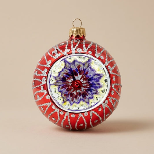 Palla di Natale Ø 10 cm dipinta a mano: Unica collection, rossa, decoro libero ed esemplare unico
