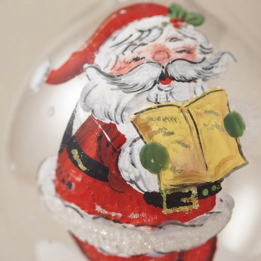 Goccia di Natale Babbo Natale cantante dipinta a mano: dettaglio della decorazione