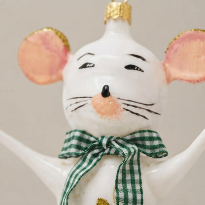 Topolino con sciarpa, decorazione di Natale dipinta a mano: un'altra vista