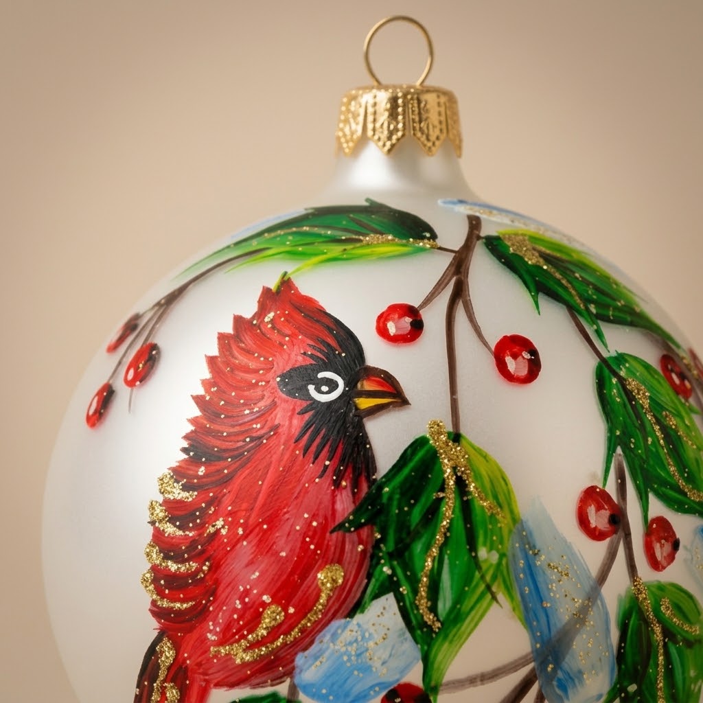 Palla di Natale cardinale e bacche, Ø 10 cm