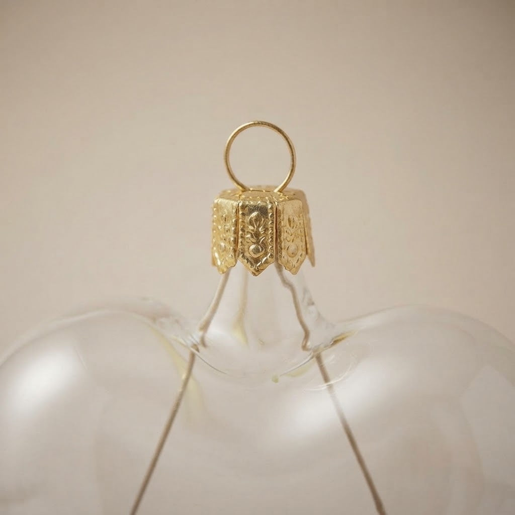 Clear glass hanging heart with gift box: another view