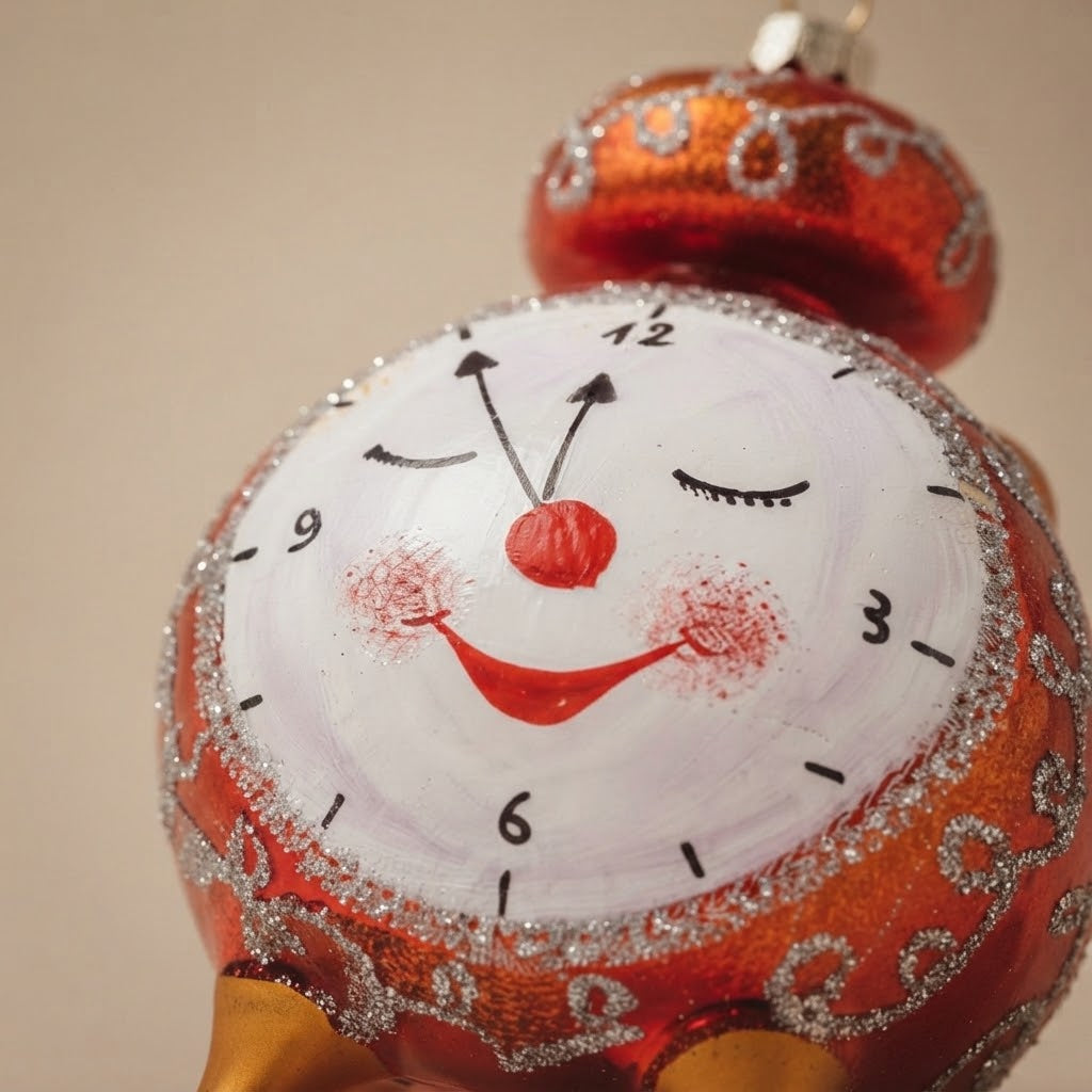Sveglia, decorazione di Natale dipinta a mano: dettaglio della decorazione