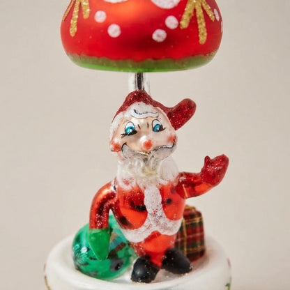 Christmas carousel ornament with Santa Claus, hand-painted: decoration detail