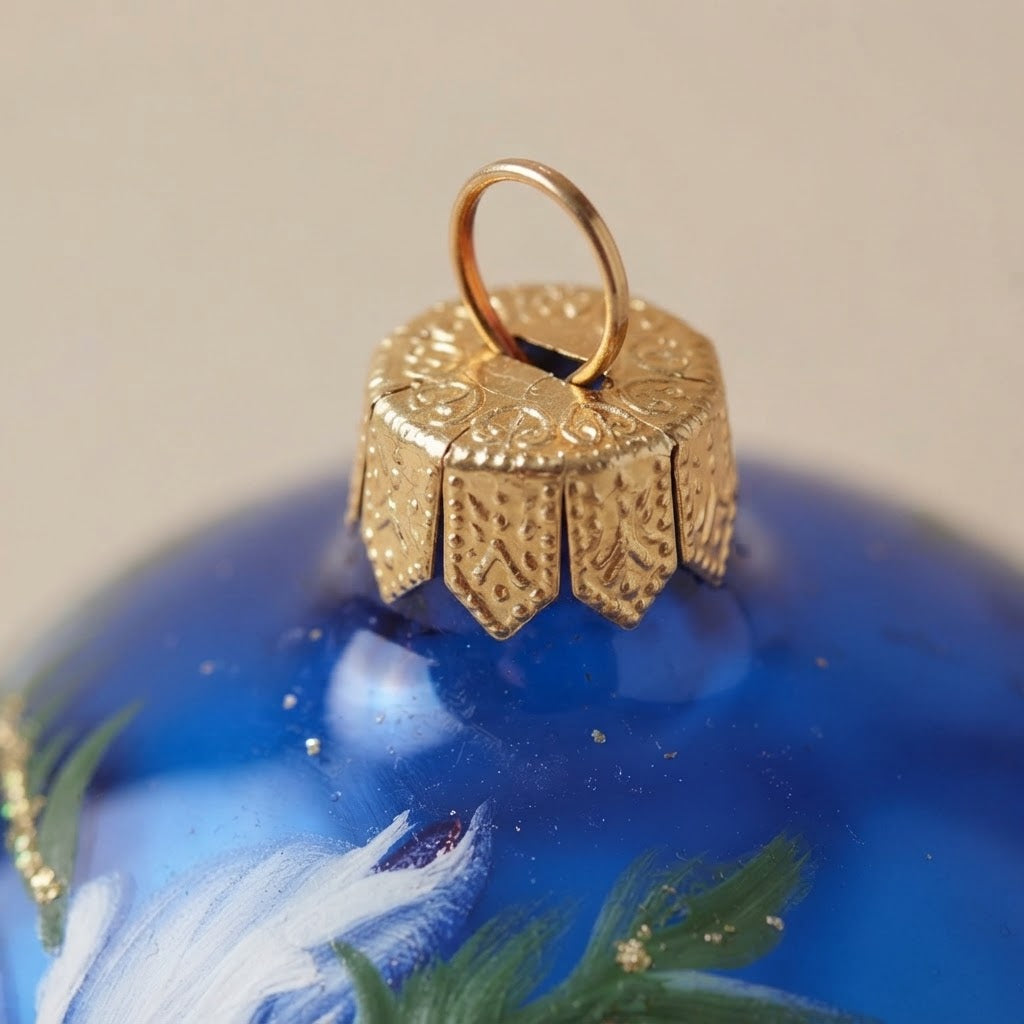 Lato e retro della palla di Natale in vetro soffiato