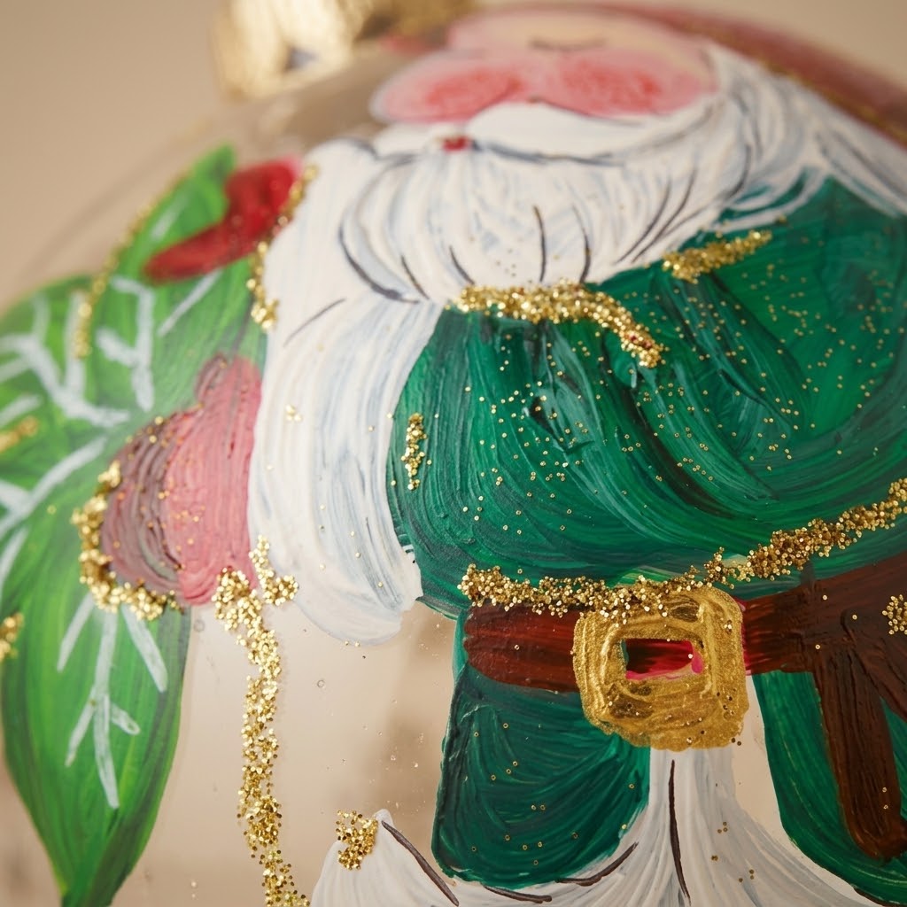 Lato e retro della palla di Natale in vetro soffiato