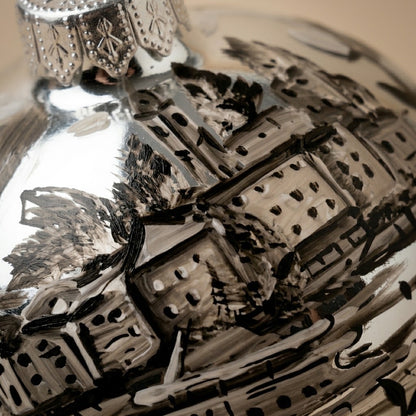 Side and back of the blown glass Christmas ornament