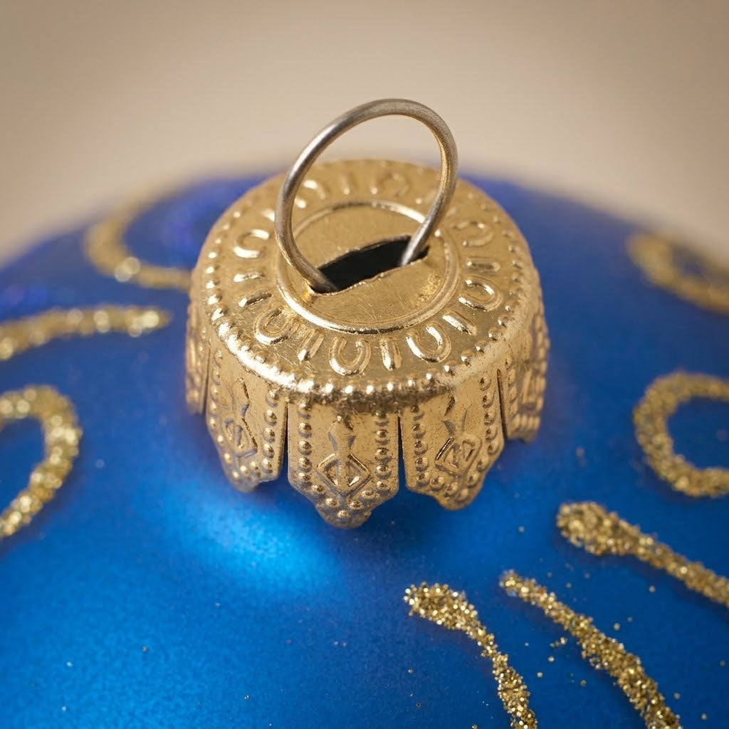 Lato e retro della palla di Natale in vetro soffiato