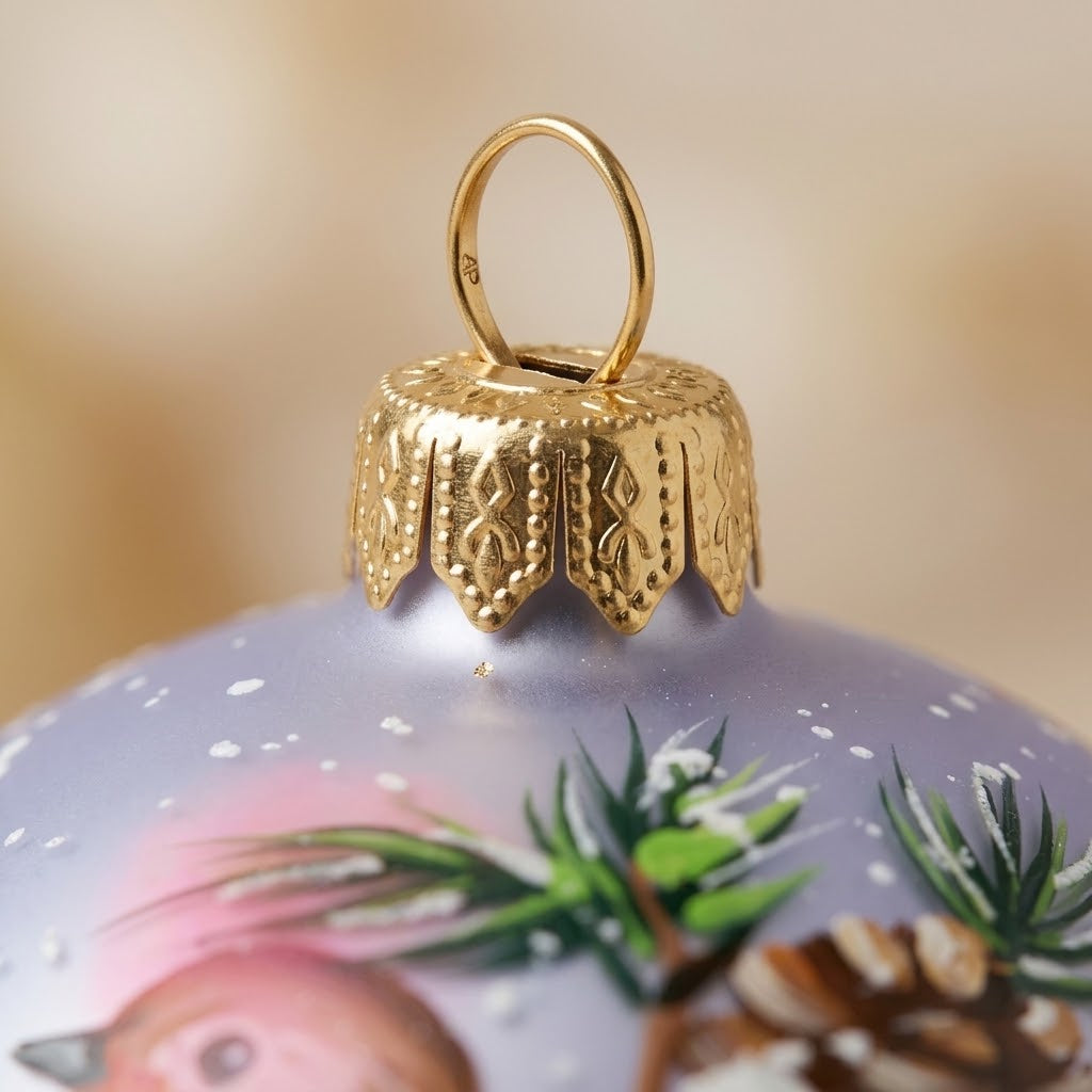 Lato e retro della palla di Natale in vetro soffiato