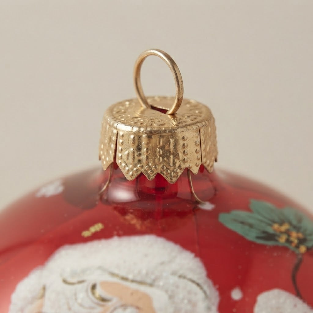 Side and back of the blown glass Christmas ornament