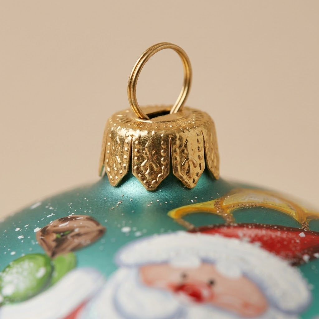 Lato e retro della palla di Natale in vetro soffiato