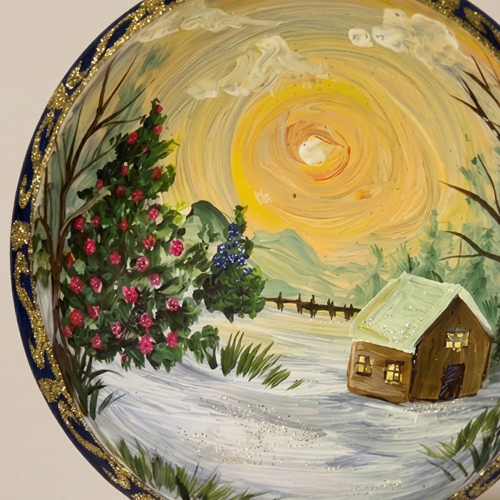 Lato e retro della palla di Natale in vetro soffiato