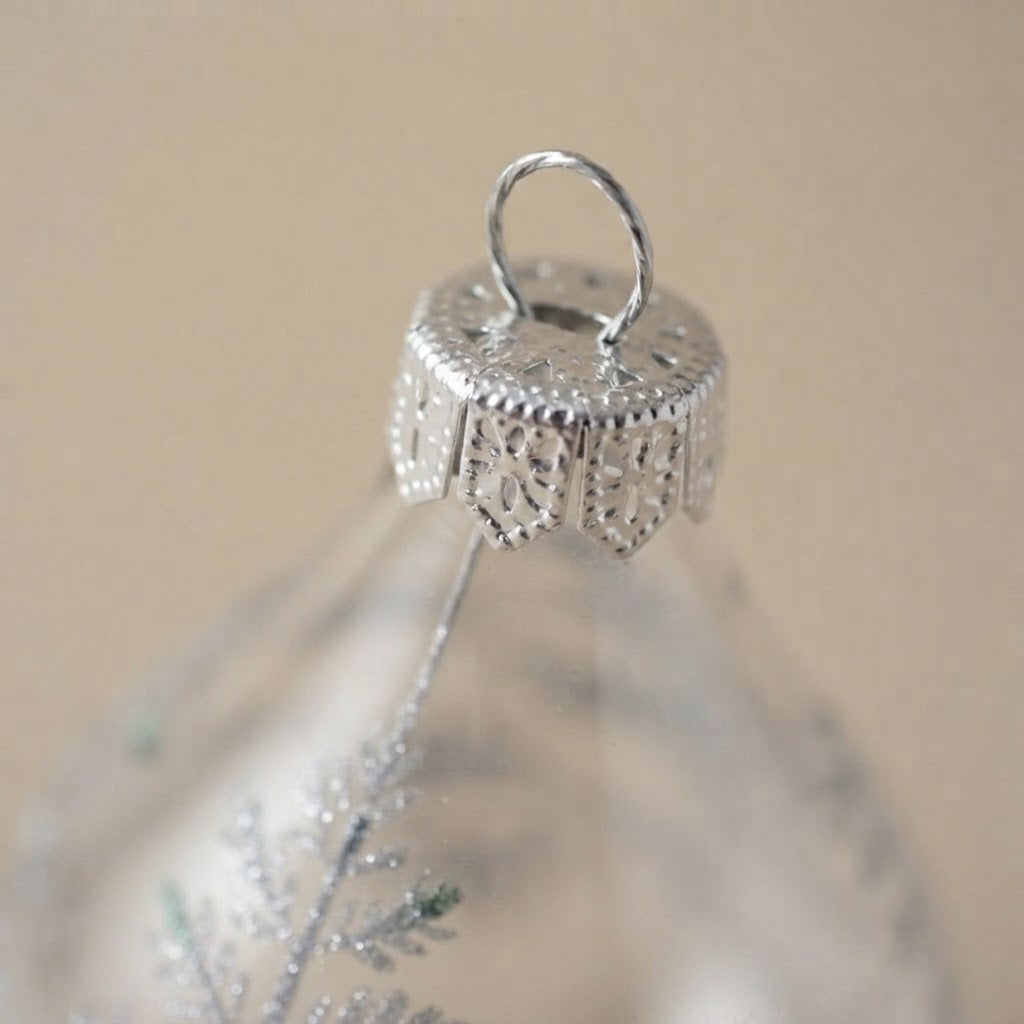 Christmas teardrop ornament with iridescent snowflakes, hand-painted: another view
