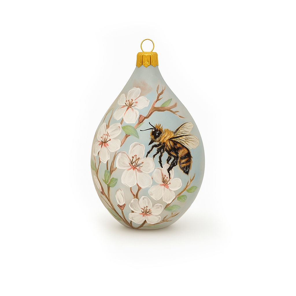 Easter egg with bee and flowers