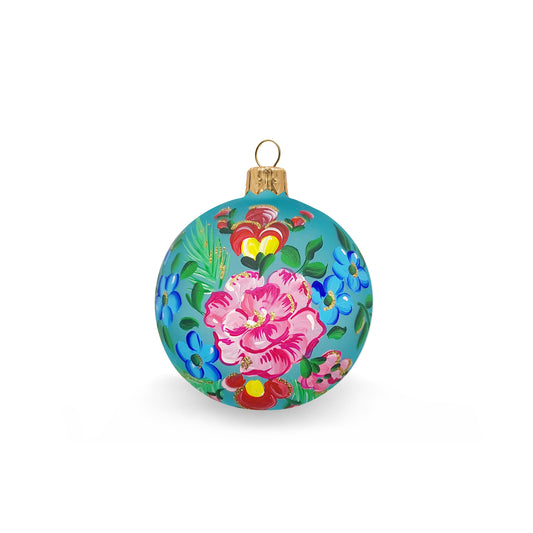 Floral ball on turquoise