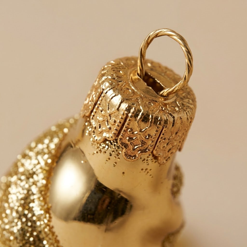Gold cap of the gold glass icicle ornament