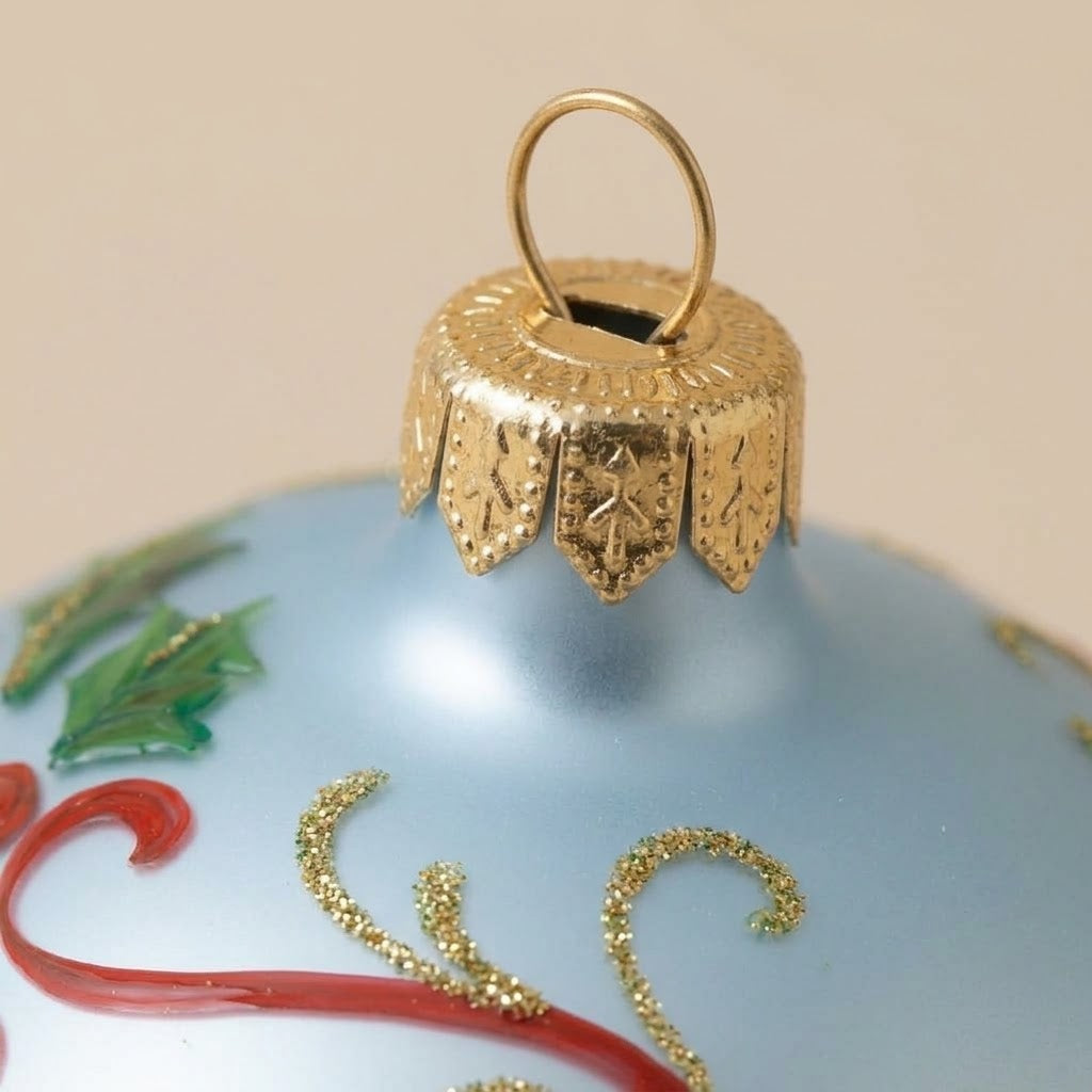 Particolare della palla di Natale in vetro soffiato dipinta a mano