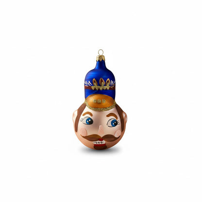 Blue Nutcracker Head – Blown Glass Ornament