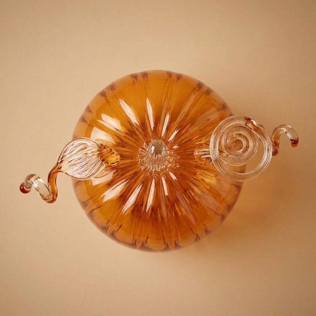 Amber glass pumpkin seen from above